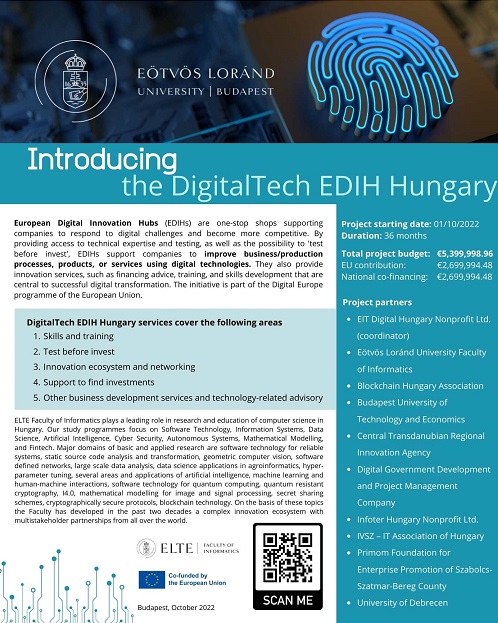 Eötvös Loránd University - Introducing the DigitalTech EDIH Hungary